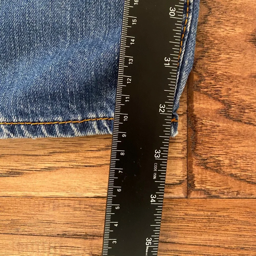 True Religion Straight Leg Jeans Mens 36 Blue Orange Stitching Made in USA